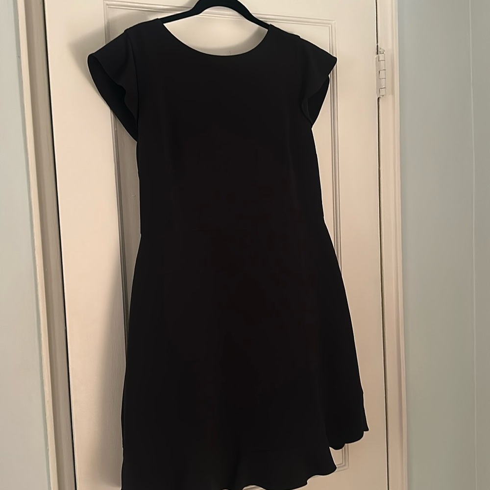 Worn once. Loft short-short sleeved black dress. Size 12P
